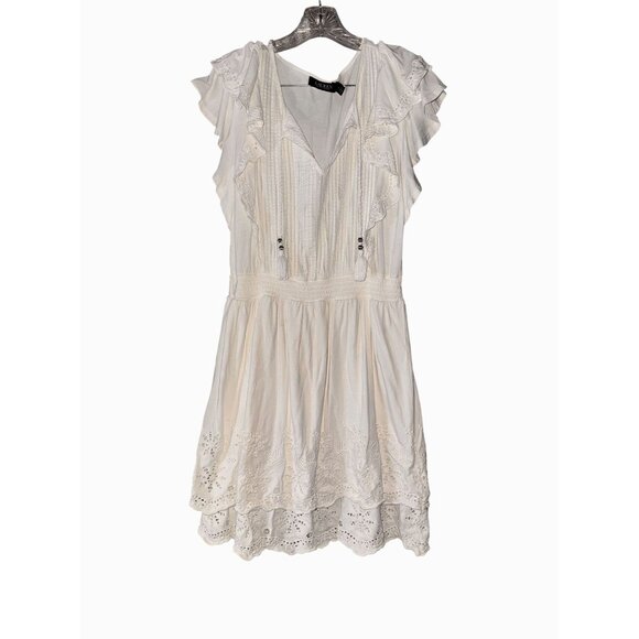 Lauren Ralph Lauren Dresses & Skirts - Black Label Lauren Ralph Lauren White Eyelet Ruffle Dress Size 8 Cotton Blend Wo